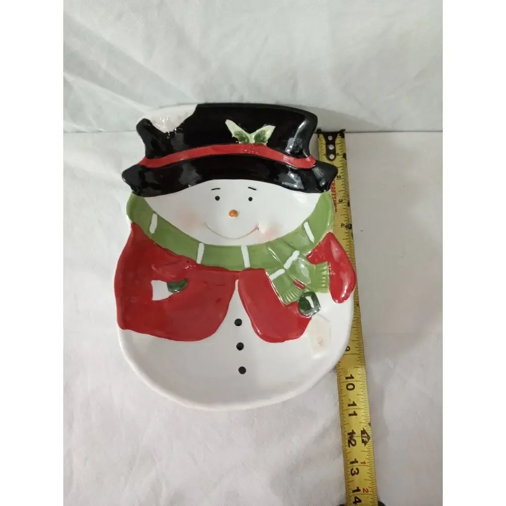Snowman‎ Santa Claus Christmas Serving Dish Candy Dish Ceramic